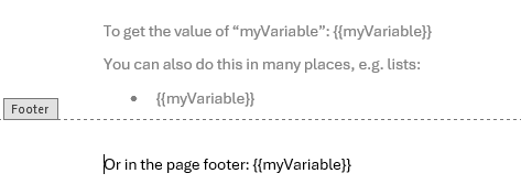 Write a placeholder with the same name as a variable in your app, and data will be transferred.